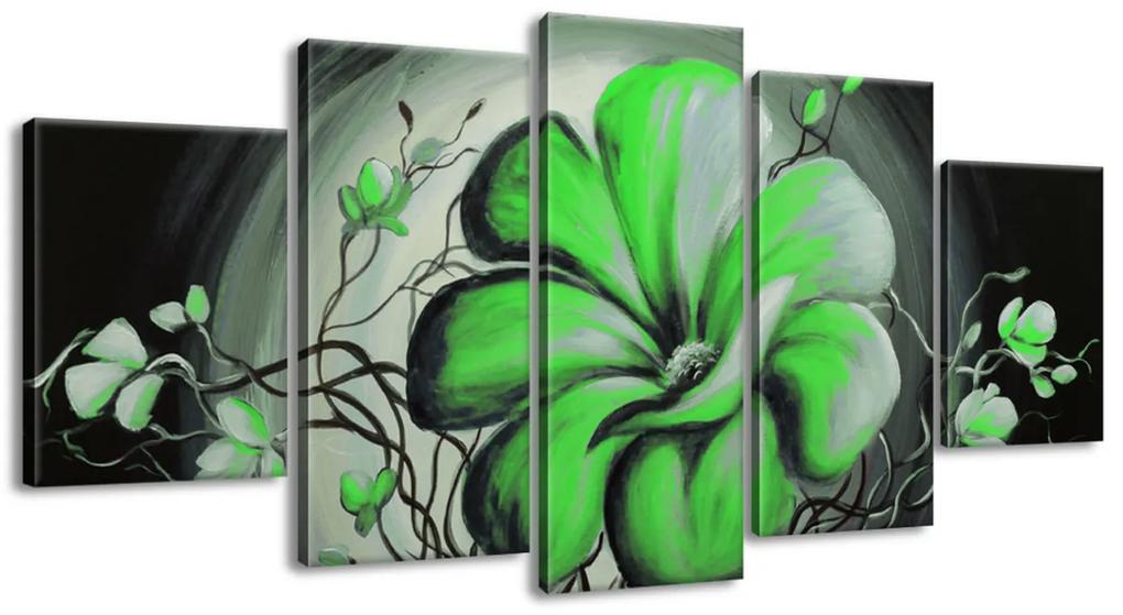 Gario Ručne maľovaný obraz Zelená živá krása - 5 dielny Rozmery: 100 x 70 cm