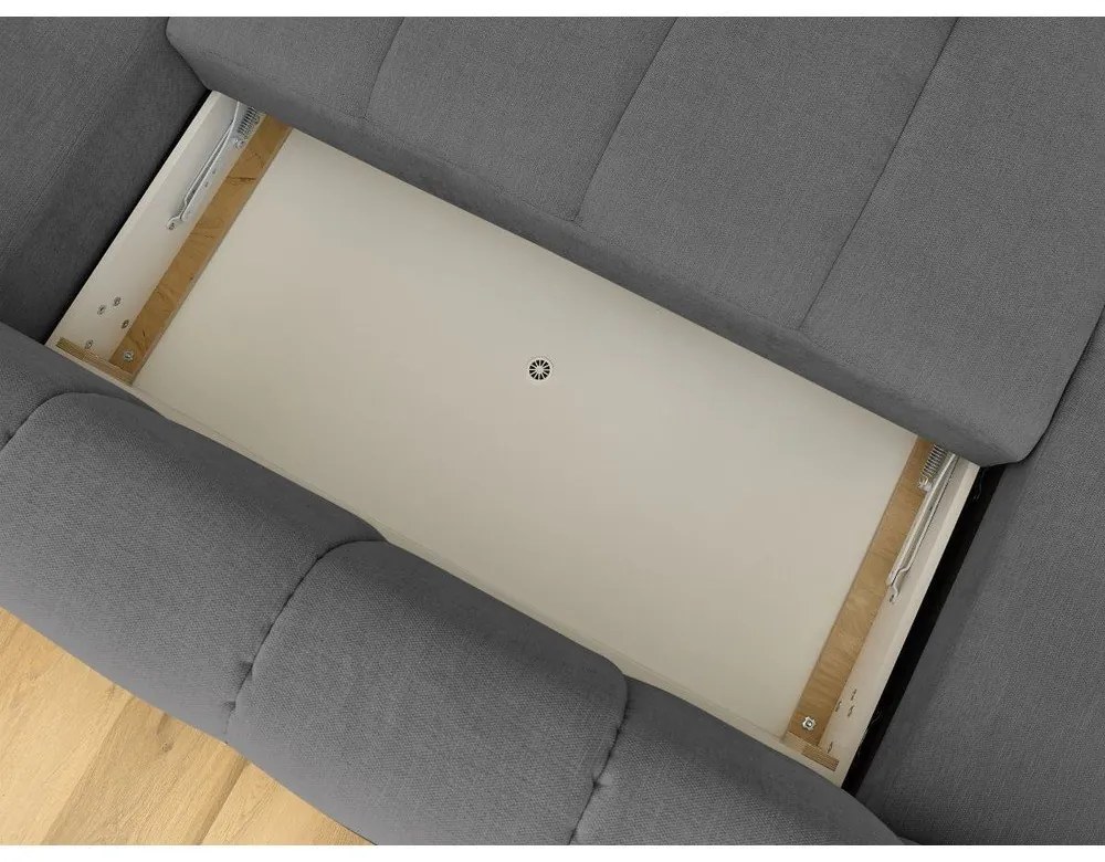 Tmavosivá rozkladacia/s úložným priestorom rohová pohovka (pravý roh/do tvaru "U") Fuji – Bobochic Paris