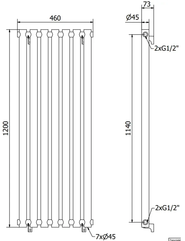 Mexen Texas, vykurovacie teleso 1200 x 460 mm, 502 W, biela, W203-1200-460-00-20