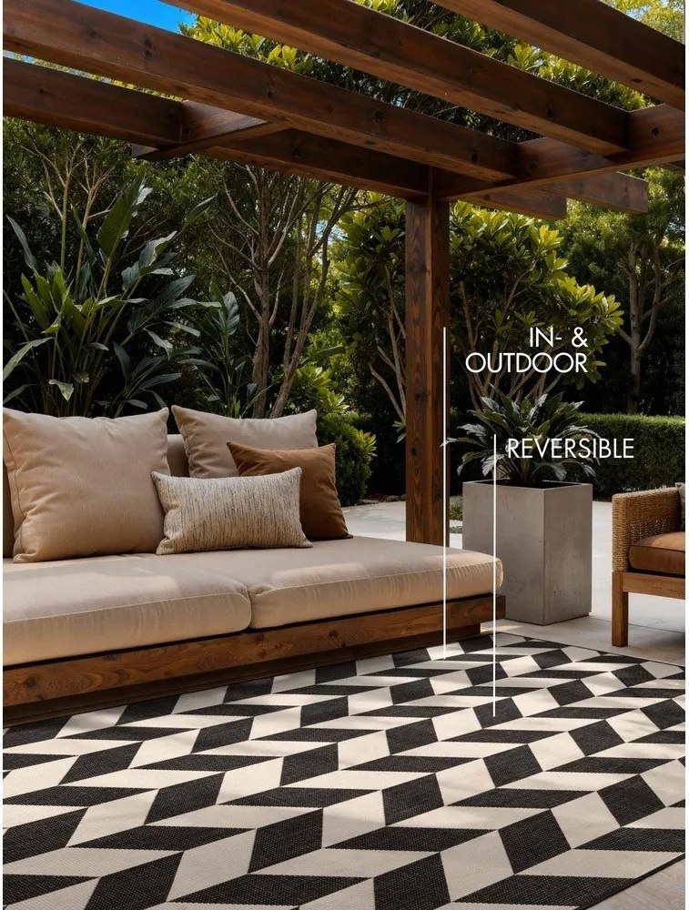 Čierny/krémovobiely vnútorný a vonkajší koberec 200x300 cm Haringey Terrick – Ted Baker