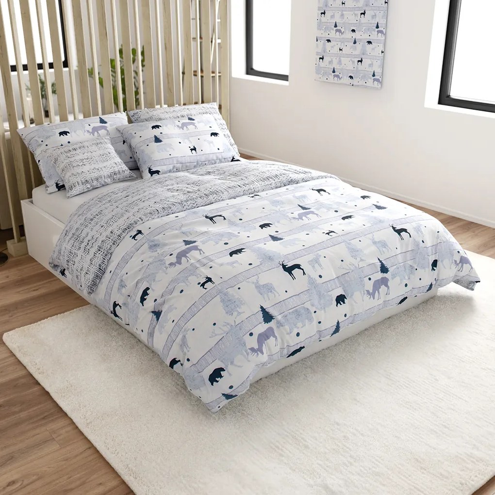 Bavlnené obliečky Renforcé SOBI A STROMKY biele Rozmer obliečky: 70 x 90 cm | 140 x 220 cm