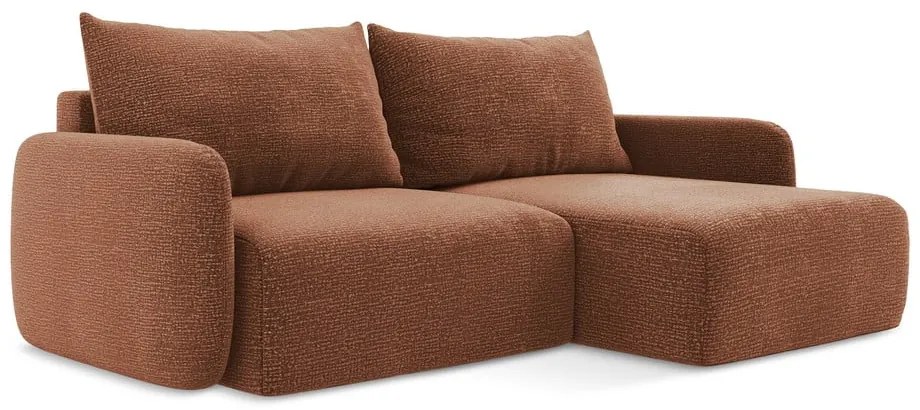 Rozkladacia/s úložným priestorom rohová pohovka v tehlovej farbe (pravý roh) Kalena – Makamii