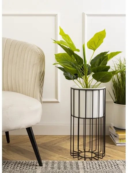 Kovový kvetináč LOFT 42x20 cm čierna/biela