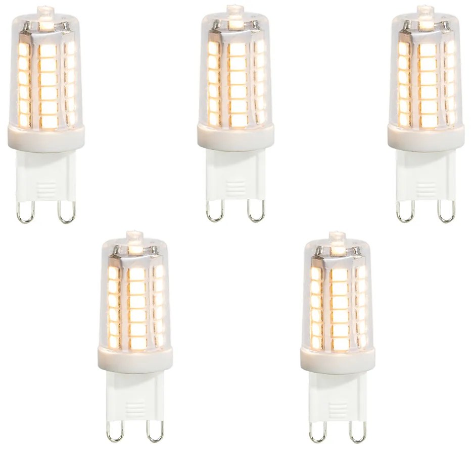Sada 5 čírych G9 LED žiaroviek 3.5W 480lm 3000K