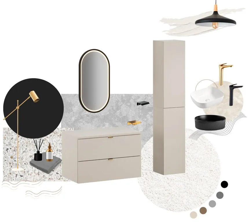 Závesná umývadlová skrinka Dalia Cashmere Lava so zápustným umývadlom 82-60-46-2S kašmírová