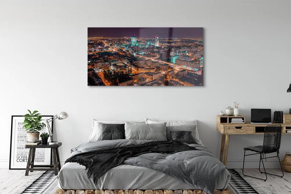 Obraz na akrylátovom skle Varšava mesto nočné panorama 140x70 cm