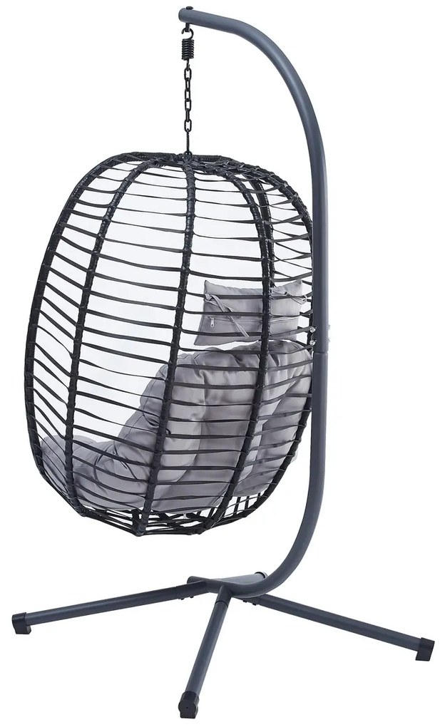 Autronic Závesné kreslo, kov, polyratan, sivá, AZ-V1289 GREY