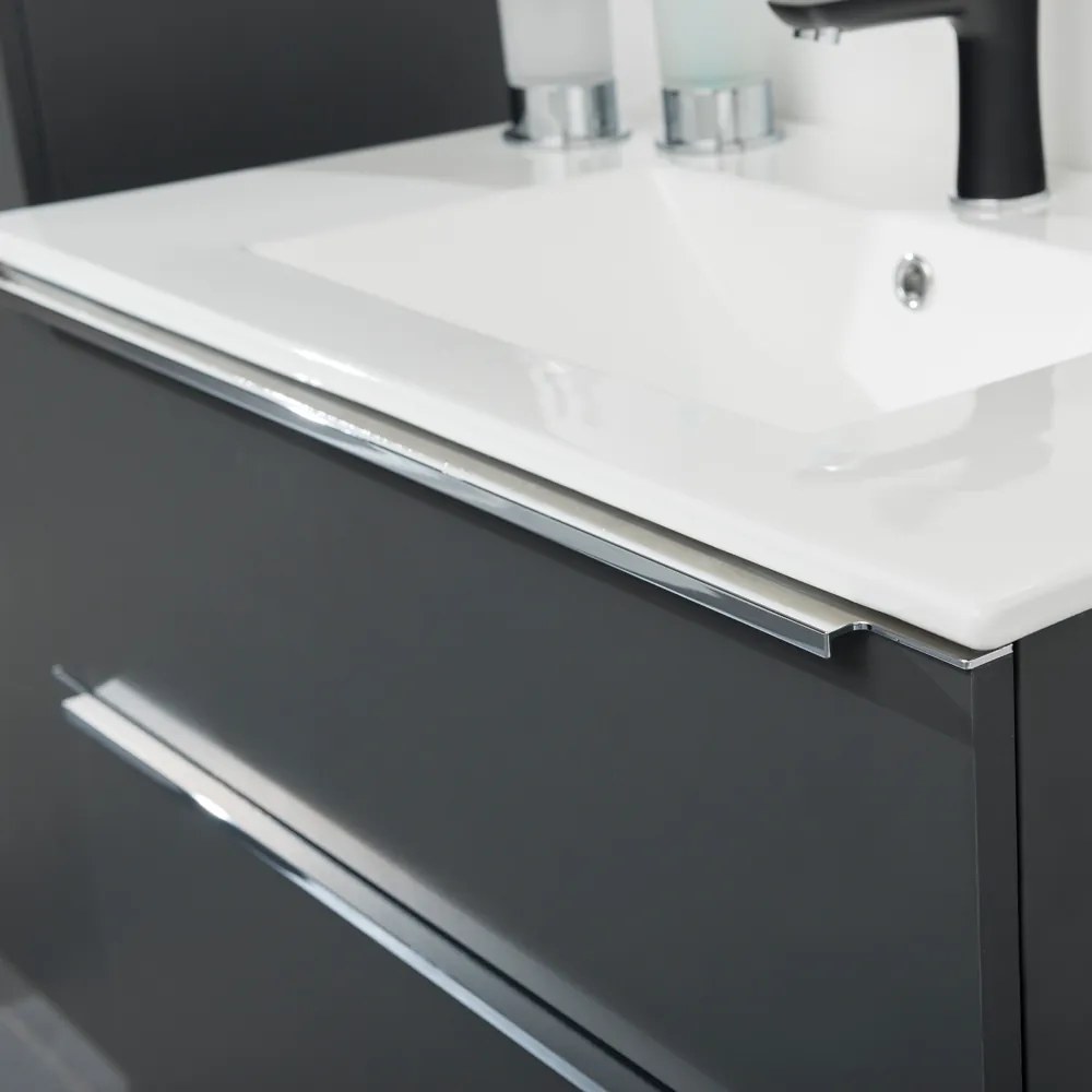 Mereo Mailo, kúpeľňová skrinka s keramickým umývadlom 121 cm, dub Riviera, chróm madlo, MER-CN528