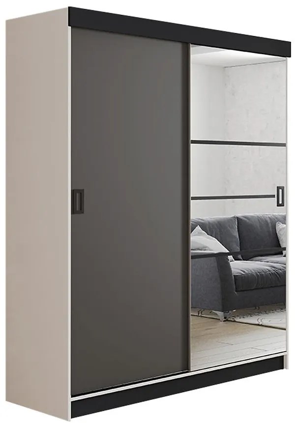 Skriňa Retro 138 6L Biely / Dvierka grafit