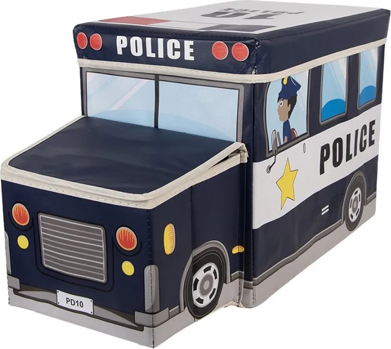 Čierna úložná krabica - Policajné auto - 55*32*28 cm