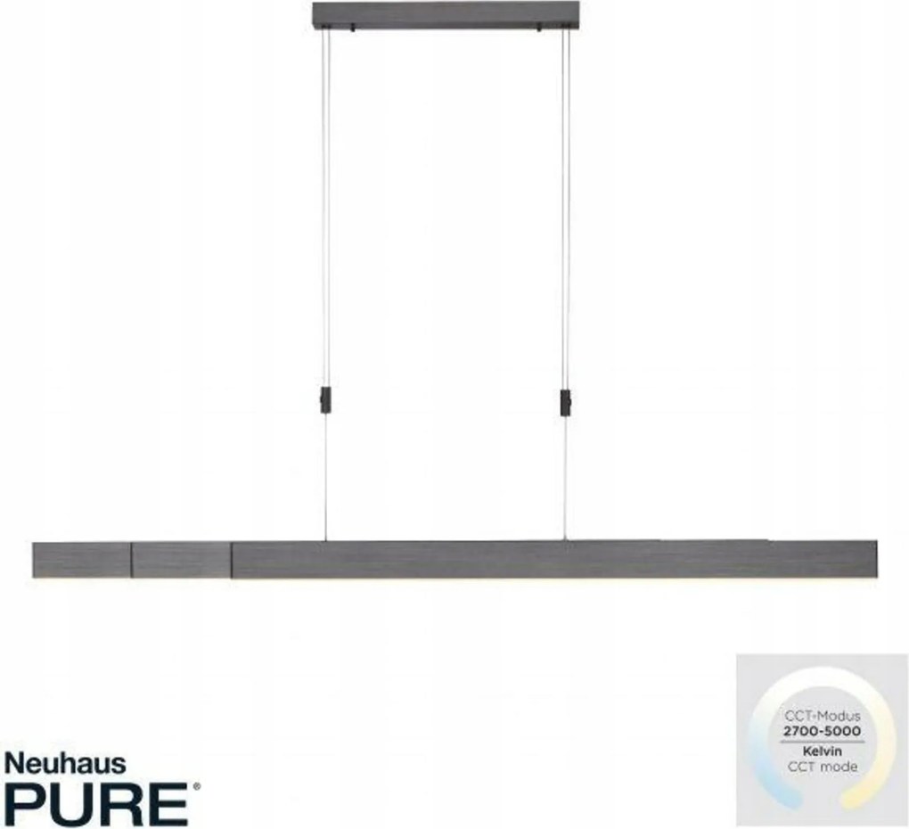Paul Neuhaus Pure Moto e-SLIDE Led závesné svietidlo, šedé, 120-200 cm, Cct,