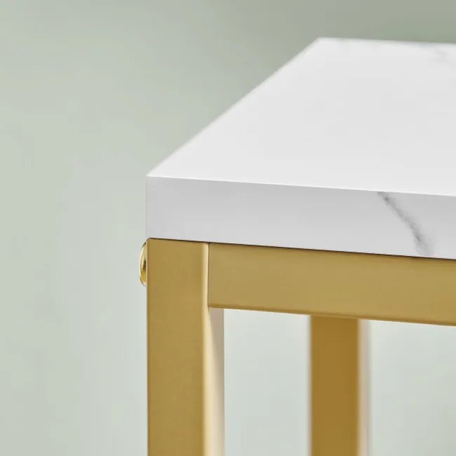 Stojan na kvety so štyrmi policami - mramor / zlaté nohy