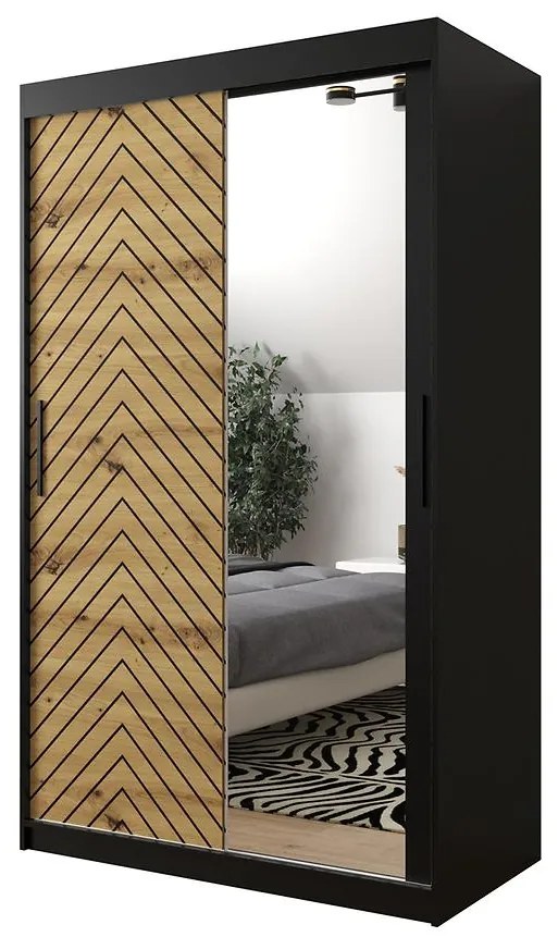 Skriňa Jodełka 2 120 čierna/dub Artisan/čierna