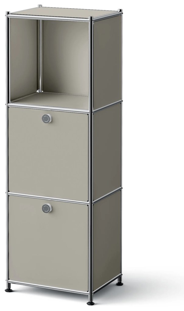 Kovová komoda »CN3 Slim Line« s 2 výklopnými priečinkami, svetlosivá