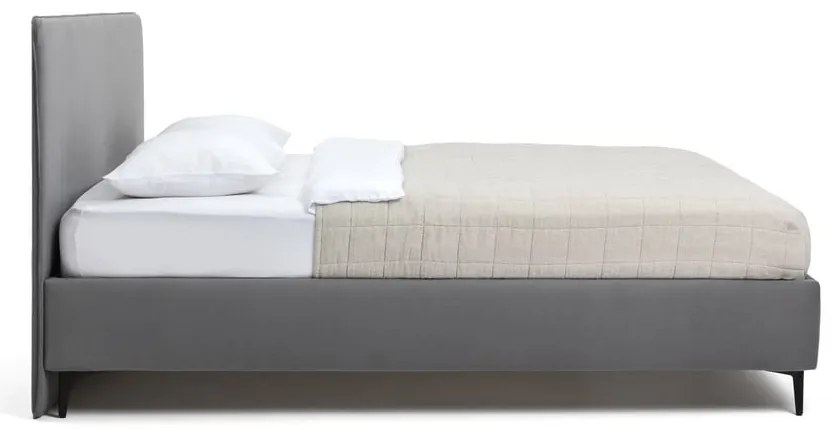 Sivá čalúnená dvojlôžková posteľ s matracom/s roštom 180x200 cm Noira Slim – Bonami Selection