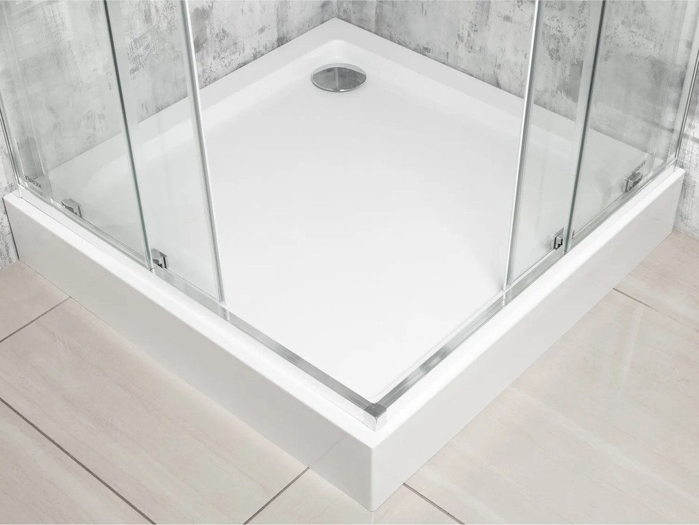 Novoterm Štvorcový sprchovací kút NV-Solid SQ CHR 90, chróm/transparent - bez vaničky