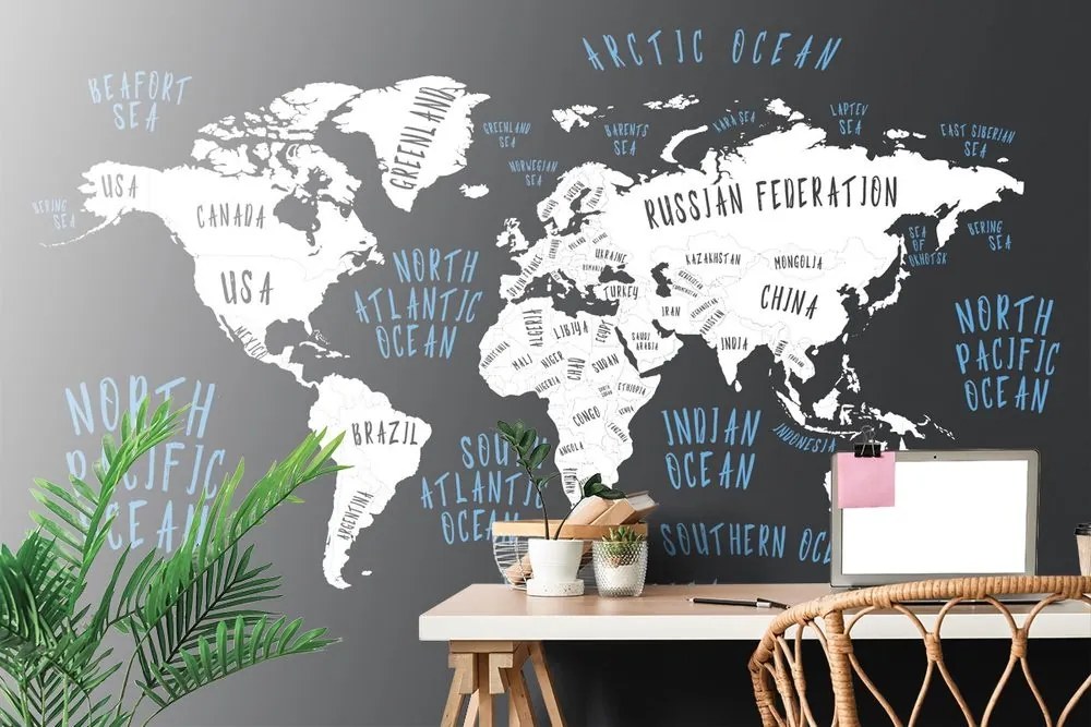 Tapeta mapa sveta v modernom prevedení - 150x100