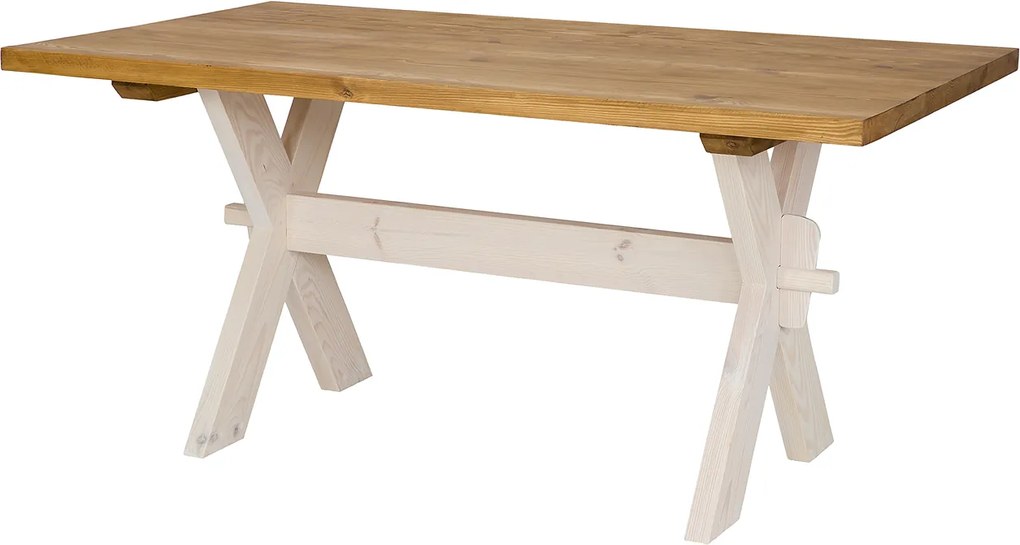 WOSK Jedálenský stôl z masívu MES16 - 160 x 90 cm Farba nábytku:: K03 - Biela Patina, Farba dosky:: K01 - Svetlý vosk