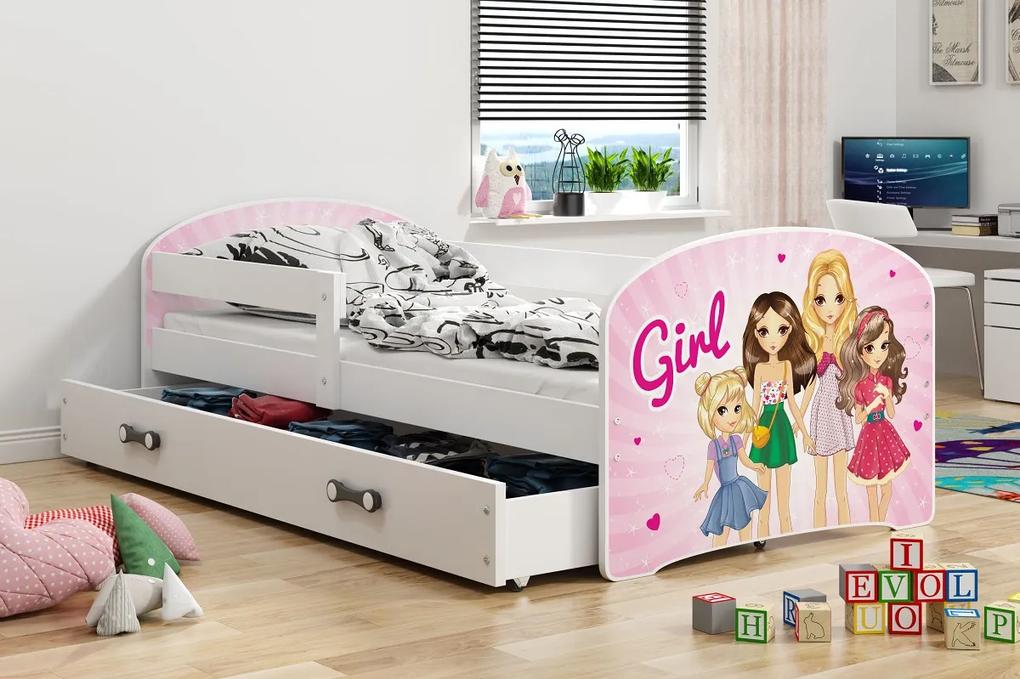 Detská obrázková posteľ LUKI | biela Obrázok: Girls