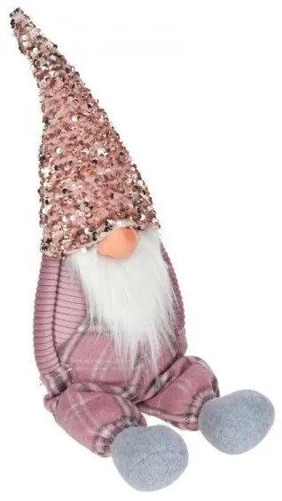 Škriatok s trblietavou čiapkou – ružový 55 cm