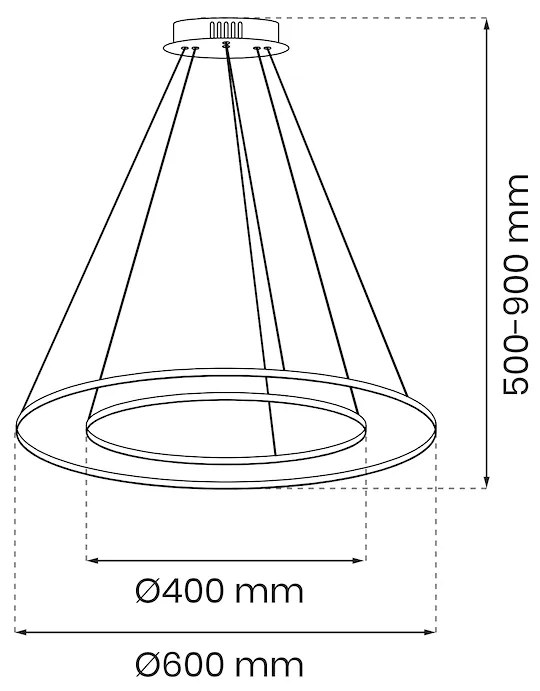 Závesné LED svietidlo Hoop, 2x LED 51w, 4000k, g