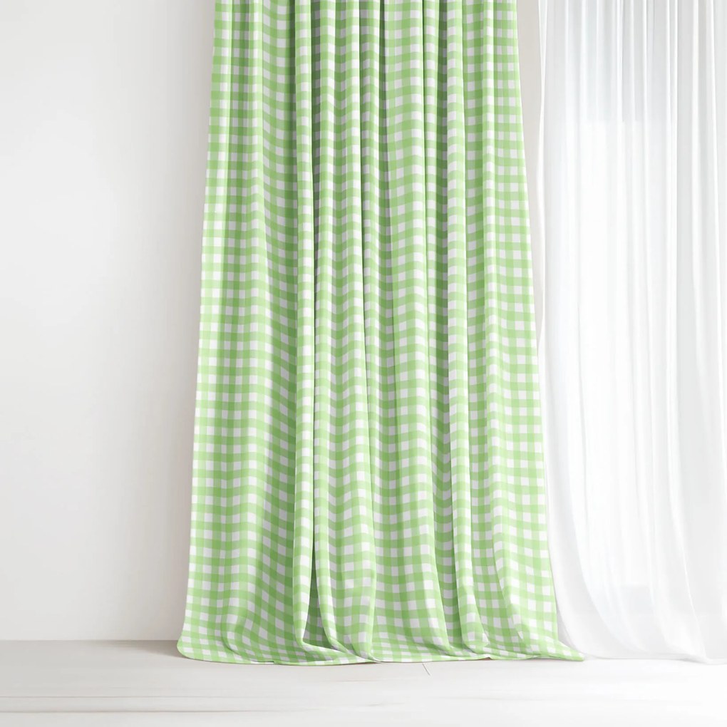Goldea dekoračný záves - zelené kocky 140x150 cm