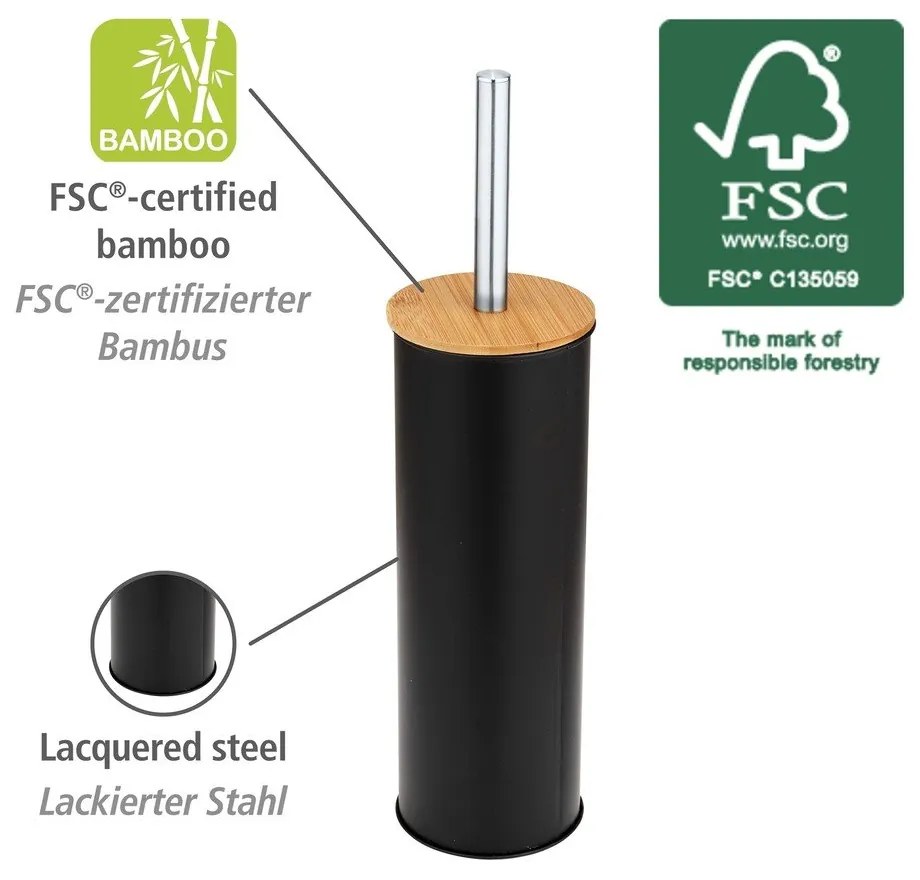 Čierna oceľová WC kefa Tortona – Wenko