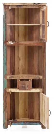 furniture-nabytek.cz - Masívny rohový vysoký šatník Sumana z recyklovaného dreva, lakovaný, hnedý – 65×30×185 cm