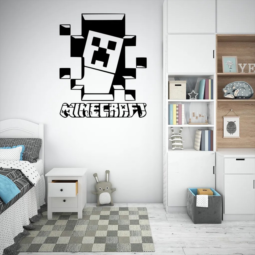 Veselá Stena Samolepka Minecraft hra Farba: fialová, Veľkosť: 100 x 119 cm