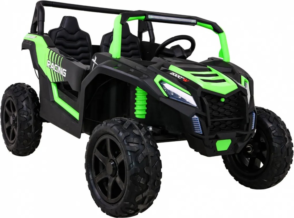 Ramiz Silná pretekárska štvorkolka pre 2 deti Zelená + Bezkartáčový motor + Nafukovacie kolesá + LED zvuk
