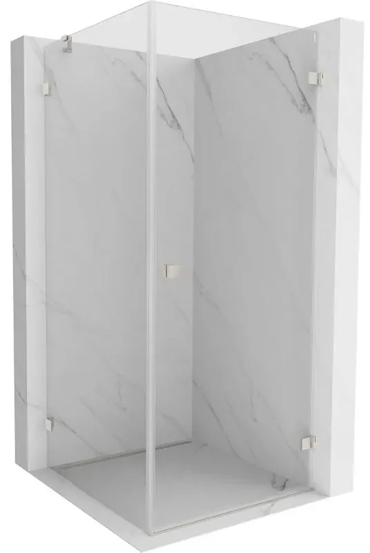 Mexen Lunar-B pravostranný výklopný sprchový kút 90 x 90 cm, číre sklo, brúsená oceľ, 832-090-090-97-00-P