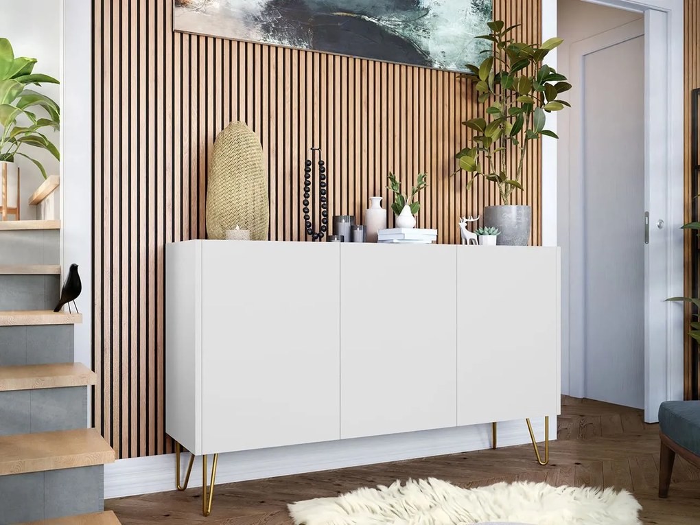 Skrinka Animere White AK144, Farby:: biela / biela + mramor bianco