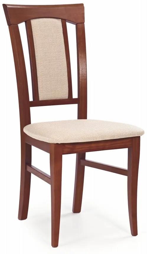 Jedálenská stolička KONRAD – masív, látka, viac farieb dub sonoma / béžovo-hnedá