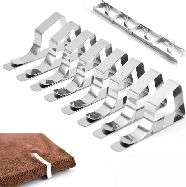 Kovové úchyty na obrus strieborné (8 ks)