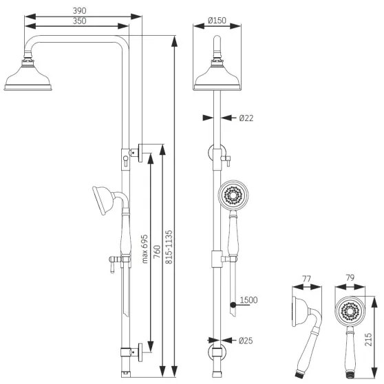 Sprchová súprava AEROSKOBING, mosadz