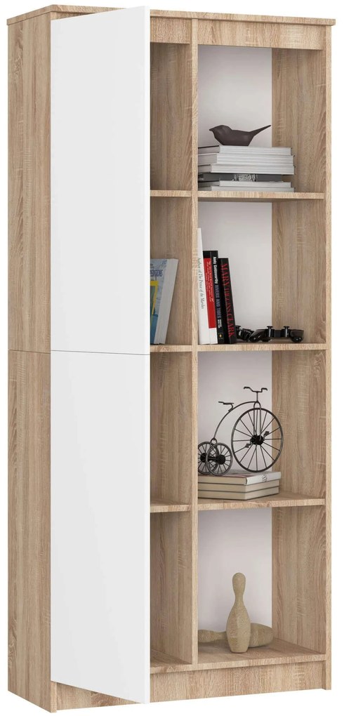 Regál Rexa 80 cm 1 skrinka a 4 police dub sonoma/biela