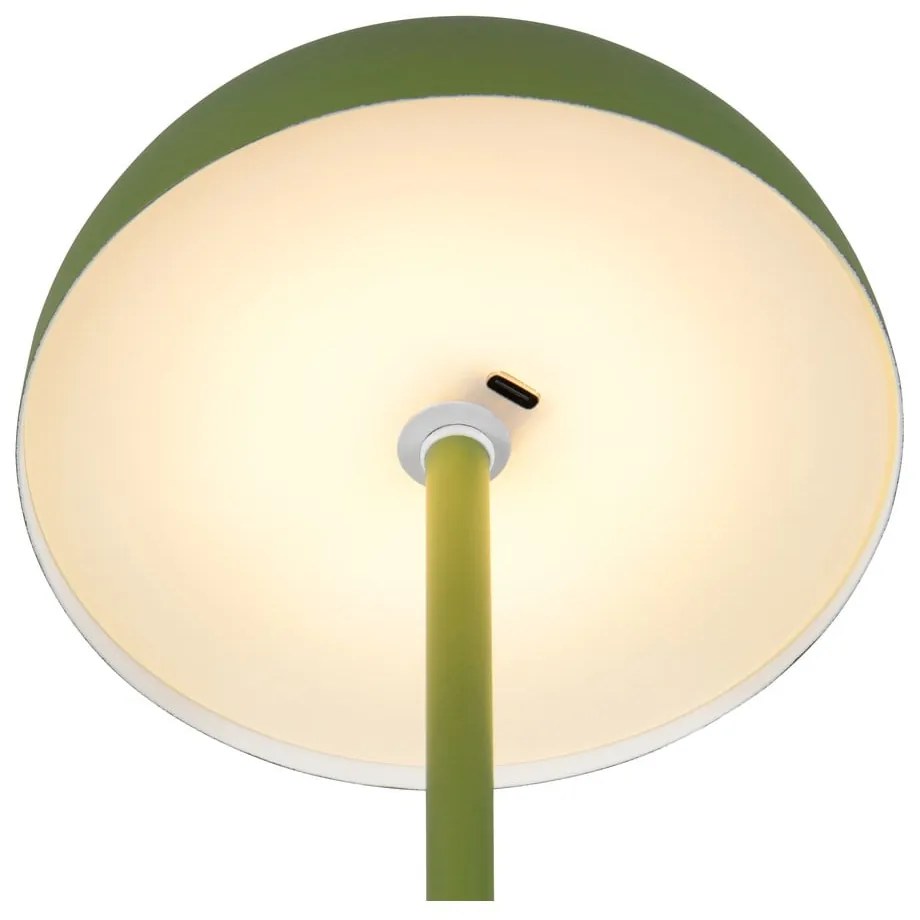 Zelená LED stolová lampa s kovovým tienidlom (výška 21 cm) Munoz – Trio