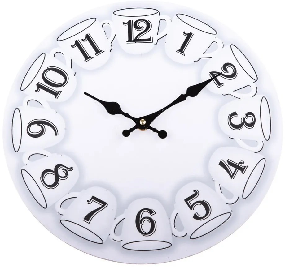 Nástenné drevené hodiny Dakls Mugs, ⌀ 34 cm
