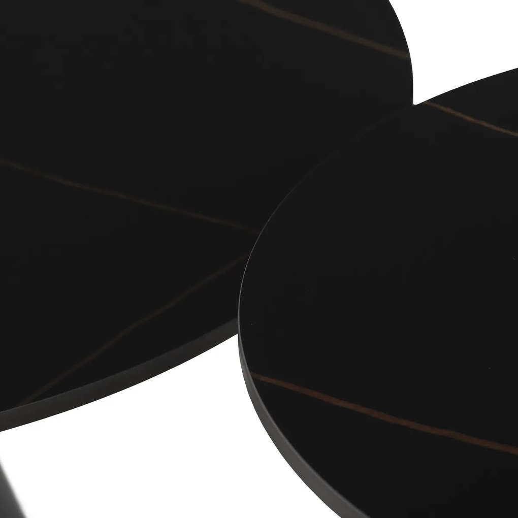 Sada konferenčných stolíkov F4118 BK, mramor, 2 ks