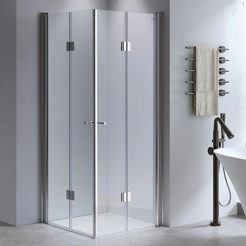 BPS-koupelny Štvorcový sprchový kút HYD-SK1290C 100x100 chróm/transparent + vanička HYD-SSV-SXL02C čierna