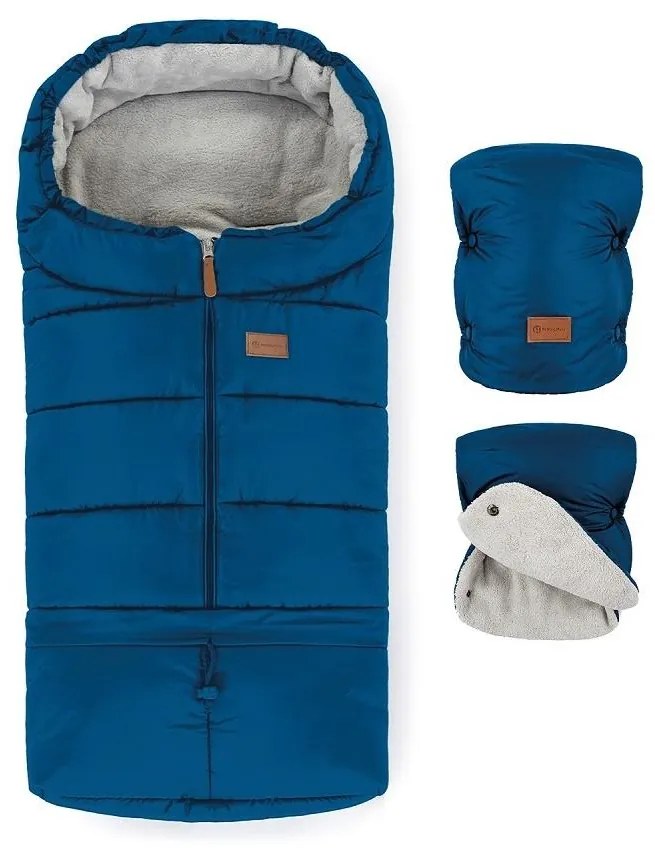 PETITE&amp;MARS - SADA Detský fusak 3v1 JIBOT + rukávniky na kočík modrá