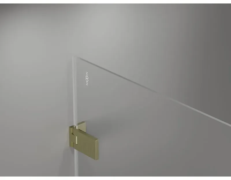 Mexen Lunar-F, sklápací sprchový kút pravý 100 x 70 cm, 8mm číre sklo, zlatý kartáčovaný - 836-100-070-55-00-P