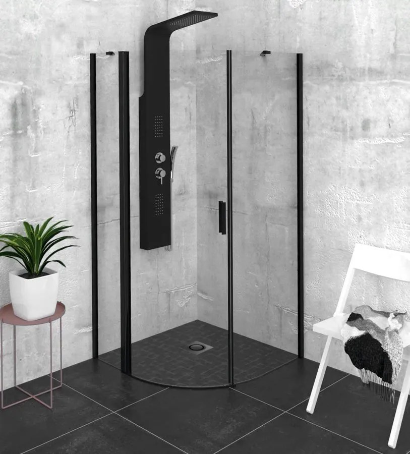 Polysan Polysan, ZOOM LINE BLACK štvrťkruhová sprchová zástena 900x900mm, číre sklo, ľavá, ZL2615BL