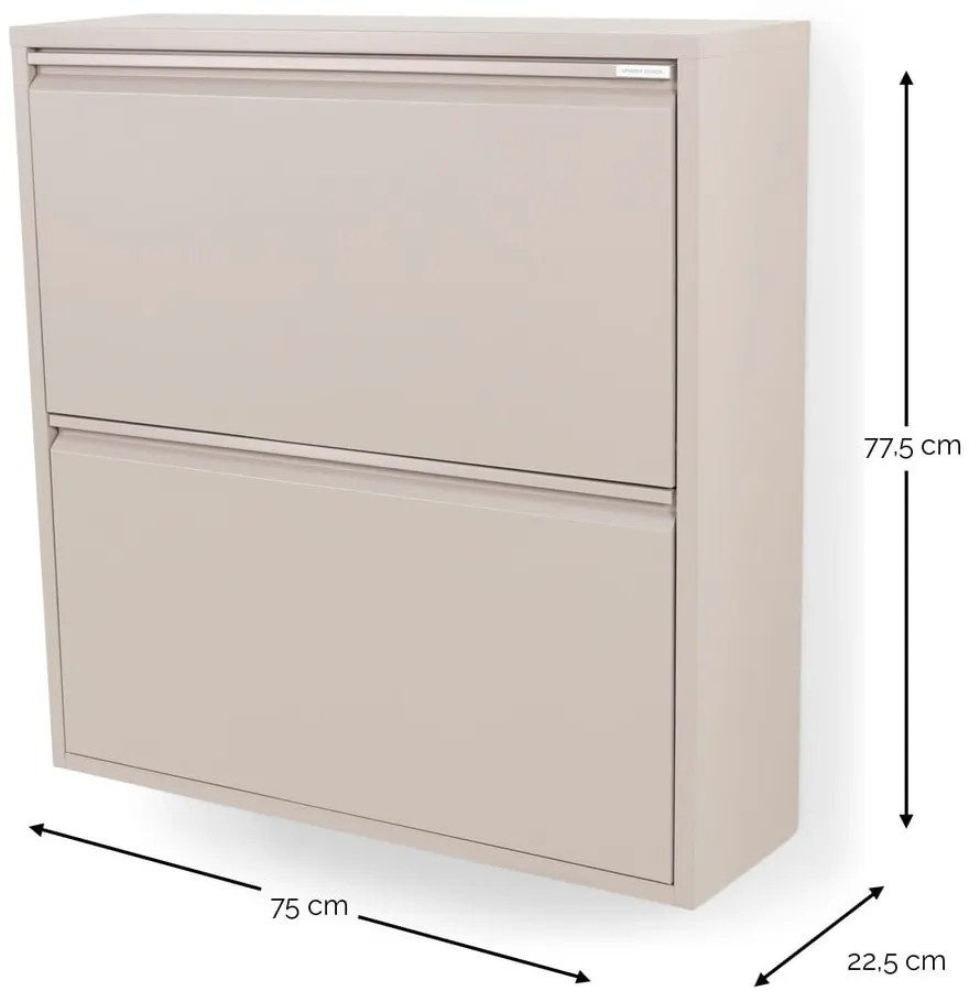 Taupe kovová výklopná skrinka na topánky 75x77,5x22,5 cm Billy – Spinder Design