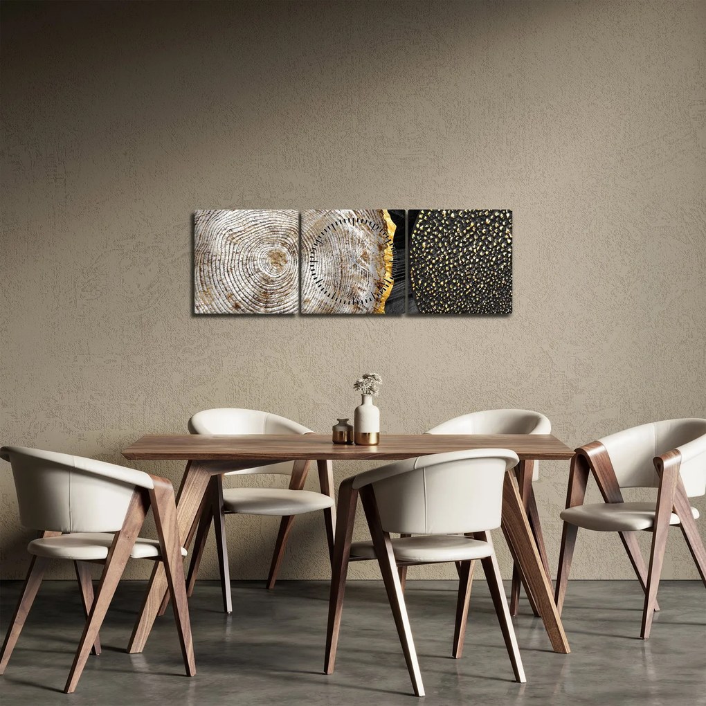 Obrázok - Kmeň stromu v koláži 2 (s hodinami) (90x30 cm)