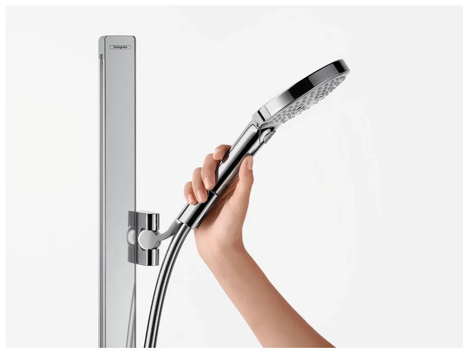 Hansgrohe Raindance Select S, sprchová súprava 120 3jet EcoSmart 9 l/min so sprchovou tyčou 900 mm a poličkou, chrómová, HAN-27649000