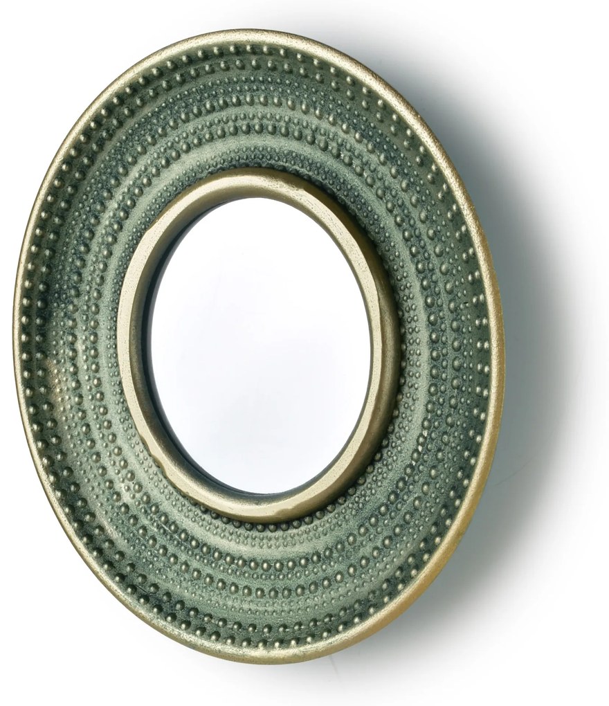 Kulaté nástěnné zrcadlo DAZ 29 cm zelené