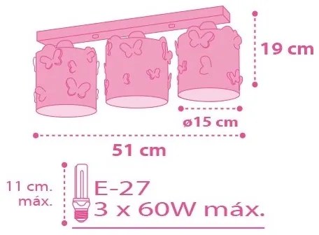 Dalber D-62143 - Detské stropné svietidlo BUTTERFLY 3xE27/60W/230V