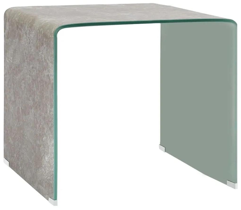 Konferenčný stolík, hnedý mramor 50x50x45 cm, tvrdené sklo
