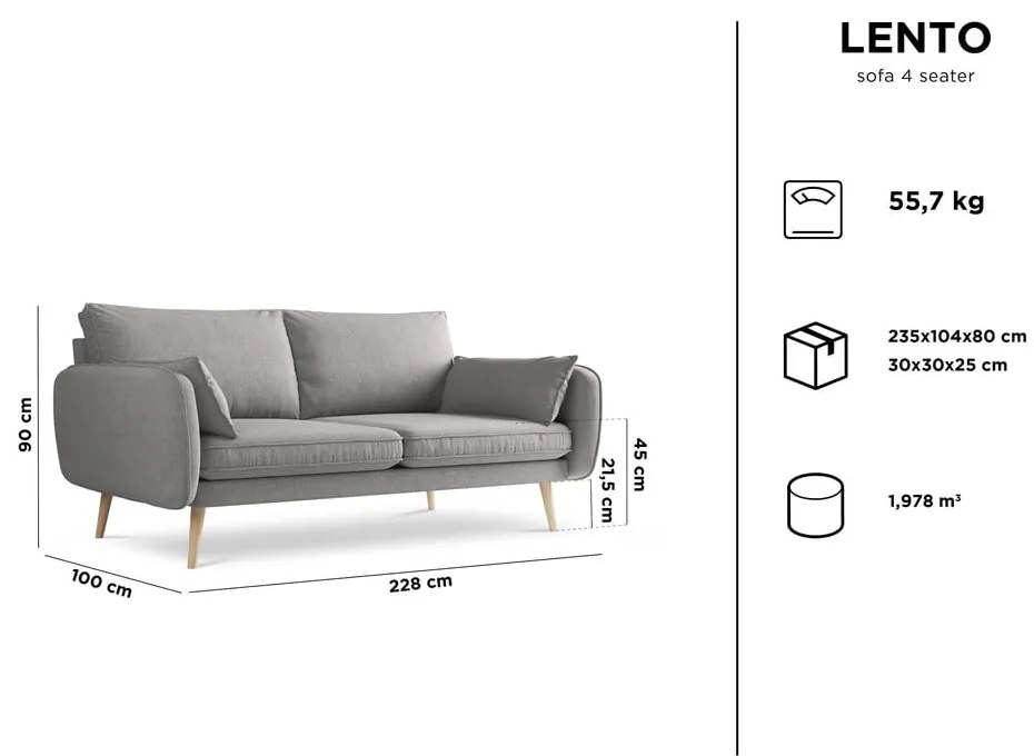 Béžová pohovka Kooko Home Lento, 228 cm